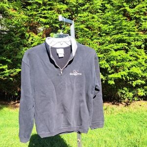 Walt Disney World  3/4 V-Neck Zip Black Pullover Mickey Mouse Logo Size Small